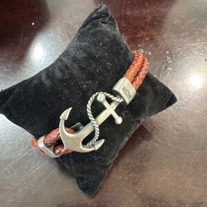 Men’s Axion Sterling and Braided Leather Bracelet